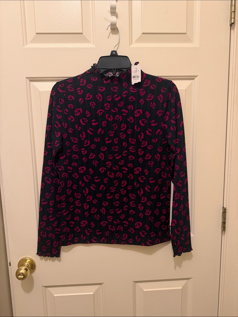 LOFT Long-Sleeve Top with Pink Print